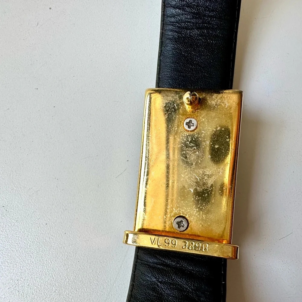 Stingray Skin Black Textured Belt with Gold & Silver Buckle 34” Unisex